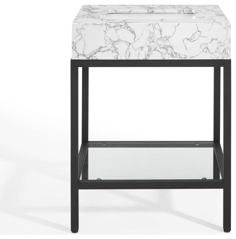 Sink Vanity Cabinet, Artificial Marble, Metal, Black White, Modern, Bathroom