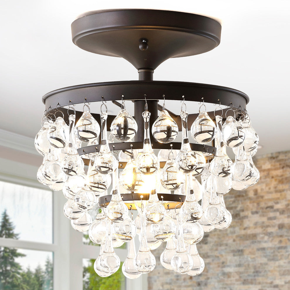 Toronto Metal, Crystal LED Flush Mount, Oil Rubbed Bronze, 10"