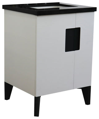 25" Single Sink Vanity, White Finish With Black Galaxy Granite
