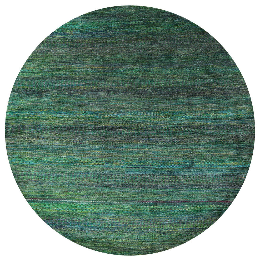 10' Round Hand Knotted Super Savannah Gabbeh Wool and Silk Rug Q8637