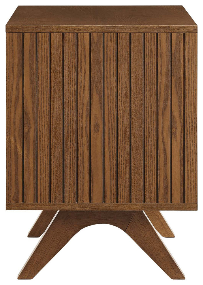 Platform Bed Nightstand Set, Queen Size, Walnut, Wood, Modern, Mid Century