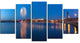 Embankment of City Panorama, Large Cityscape Canvas Art Print, 60"x32", 5 Panels