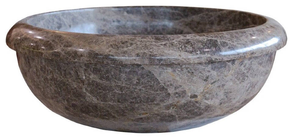Emperador Brown Natural Stone Marble Drop-in Vessel Sink Polished  (D)16" (H)6"