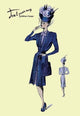 Pleated Dress with Hat And Vail- Fine Art Giclee Print 24" x 36"