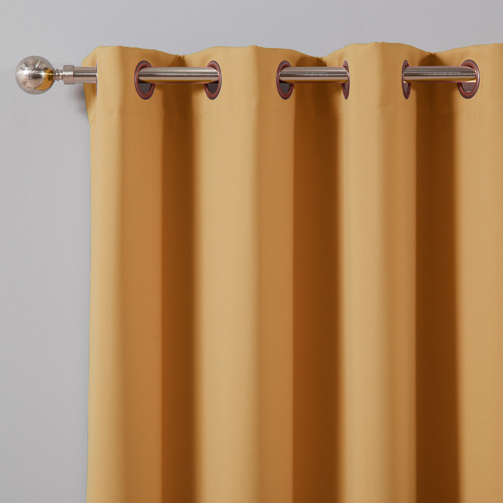 Solid Grommet Top Thermal Insulated Blackout Curtains, Orange, 84"