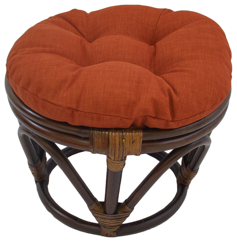 18" Round Spun Polyester Tufted Footstool Cushion, Cinnamon