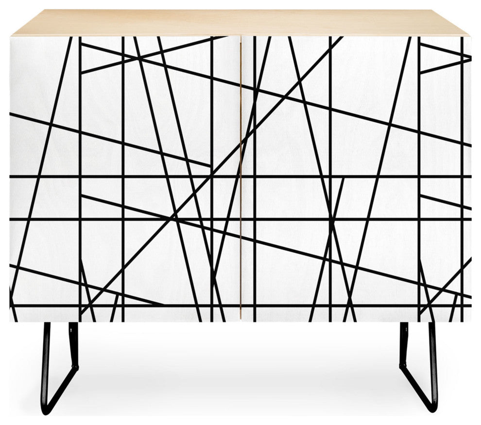 Deny Designs Architecture Credenza, Birch, Black Steel Legs