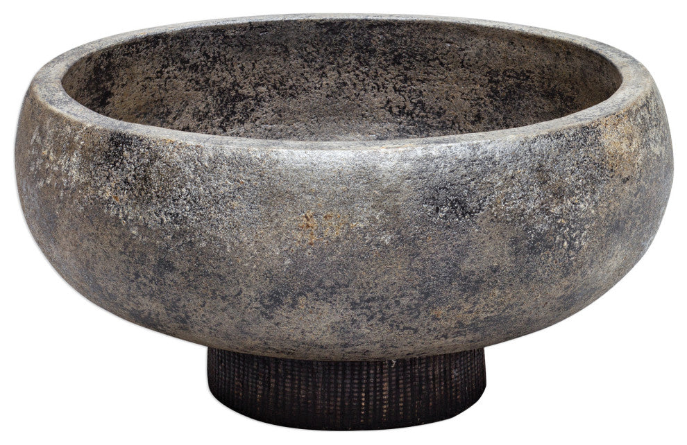 Uttermost Brixton Coastal Terracotta Decorative Bowl in Aged Black and Gold