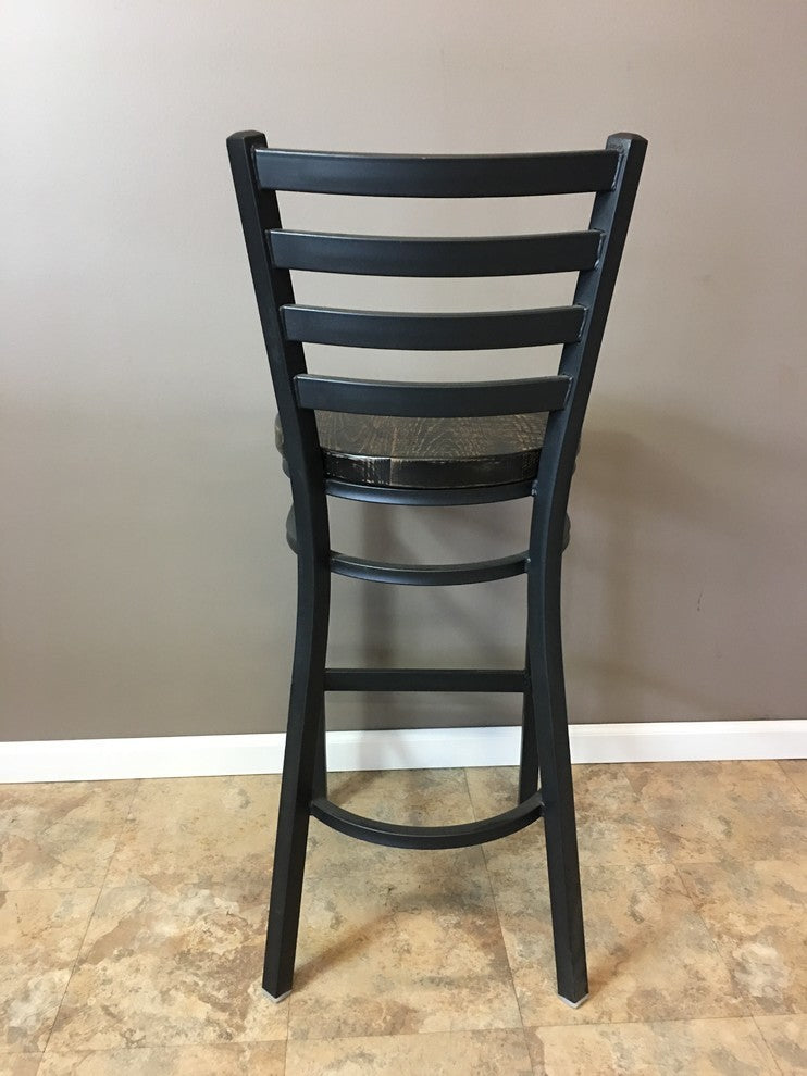 Reclaimed 30" Bar Stool With Ladder Back, Set of 2, Dark Walnut