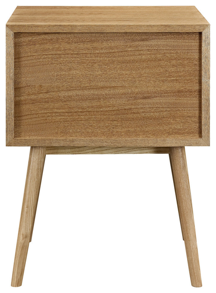 Nightstand Side End Table, Wood, Brown Natural White, Modern Living Room