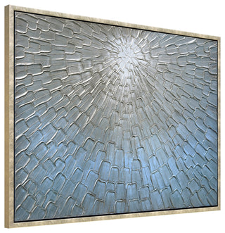 Silver Ice Textured Metallic Hand Painted Abstract Wall Art, 30"x40"