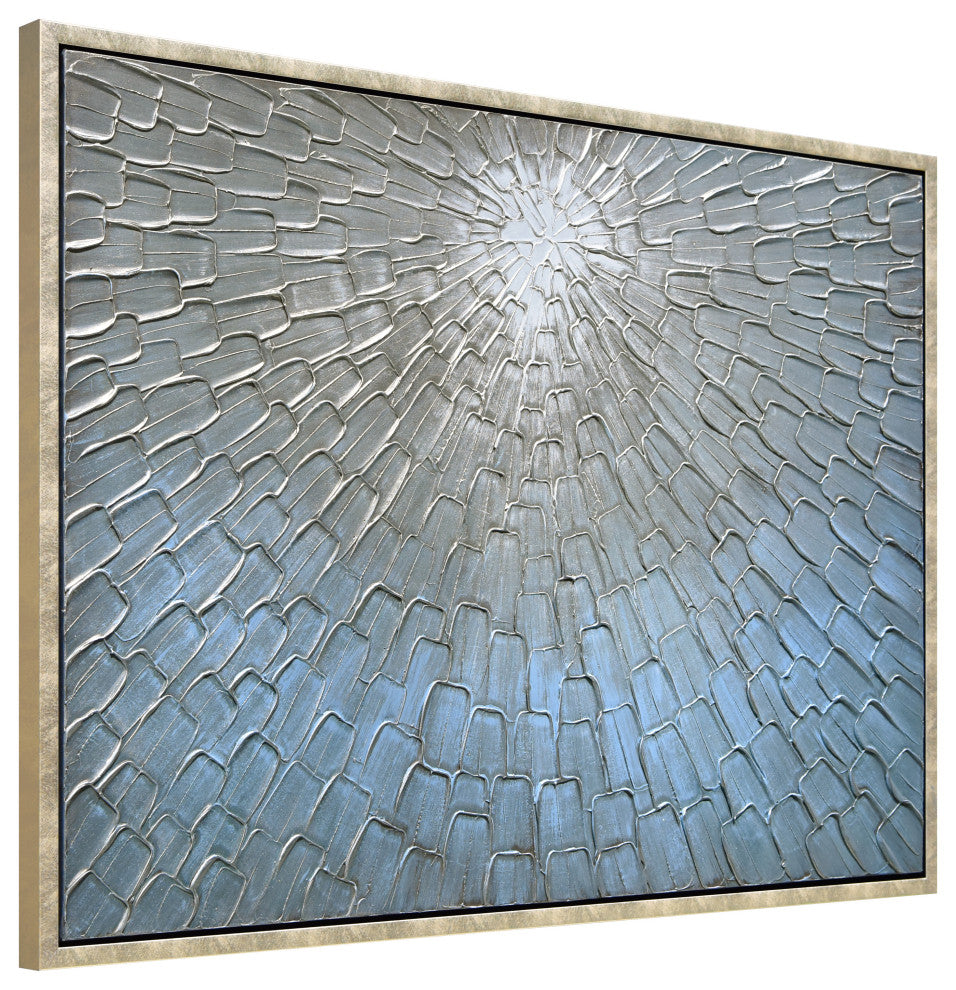 Silver Ice Textured Metallic Hand Painted Abstract Wall Art, 30"x40"