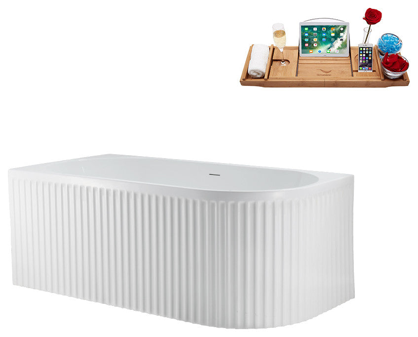 59" Streamline Bathtub and Tray With Drain, Polished Brass