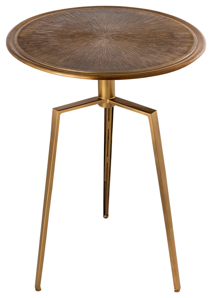 Pasargad Home Delos Iron Antique Brass Finish Round Side Table