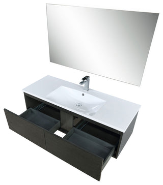 Sant 48 Iron Vanity, Acrylic Top With Sink, Gun Metal Faucet Set, 43 Mirror