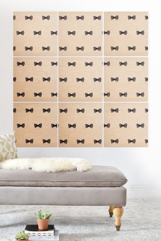 Deny Designs Social Proper Bows Bows Bows Wood Wall Mural, 3'x3'