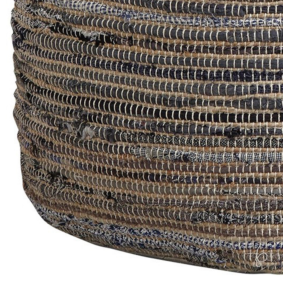 Benzara BM231907 Handwoven Square Shaped Pouf With Zipper, Multicolor