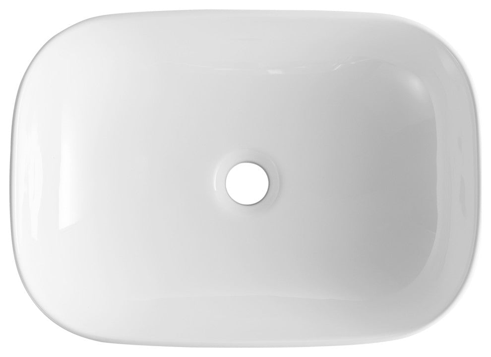 White Rectangular Ceramic Countertop Bathroom Vanity Vessel Sink