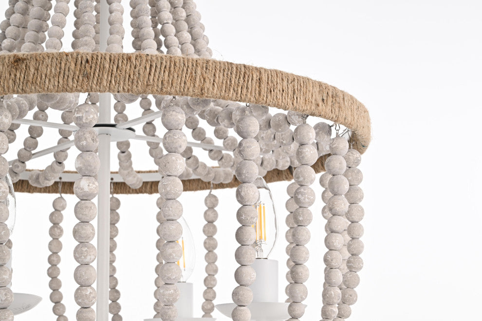 Home Living 20" Beaded Pendant, Antique White