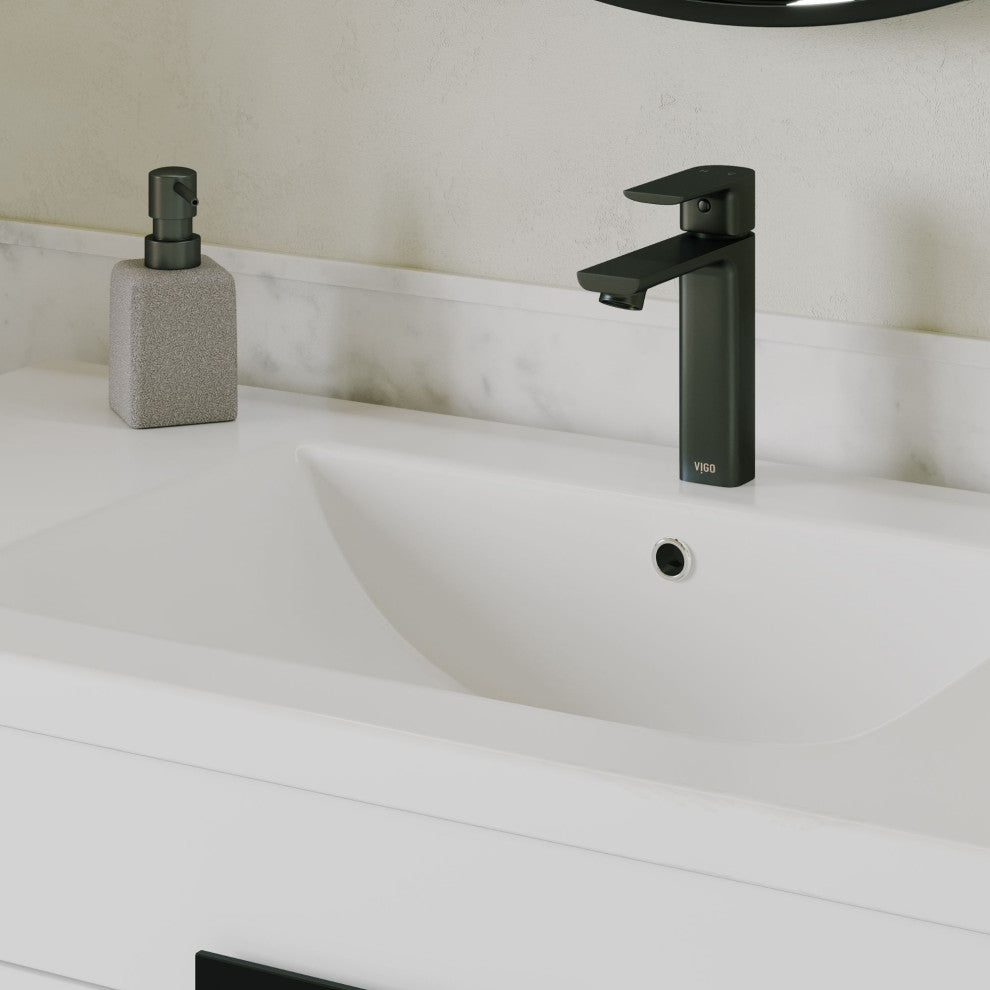Lockhart Bath Vanity, White, 36", Black Hardware, Single Sink, Freestanding