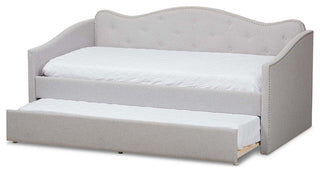 Helena Fabric Daybed With Trundle, Grayish Beige