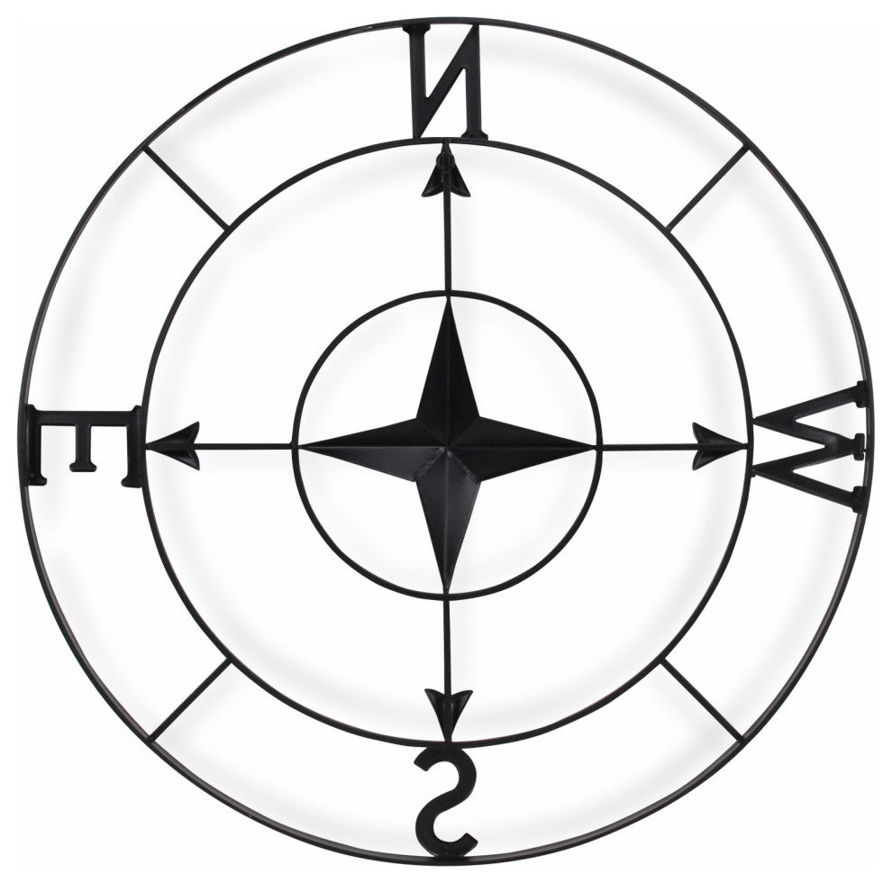 Black Metal Compass Shaped Wall Decor