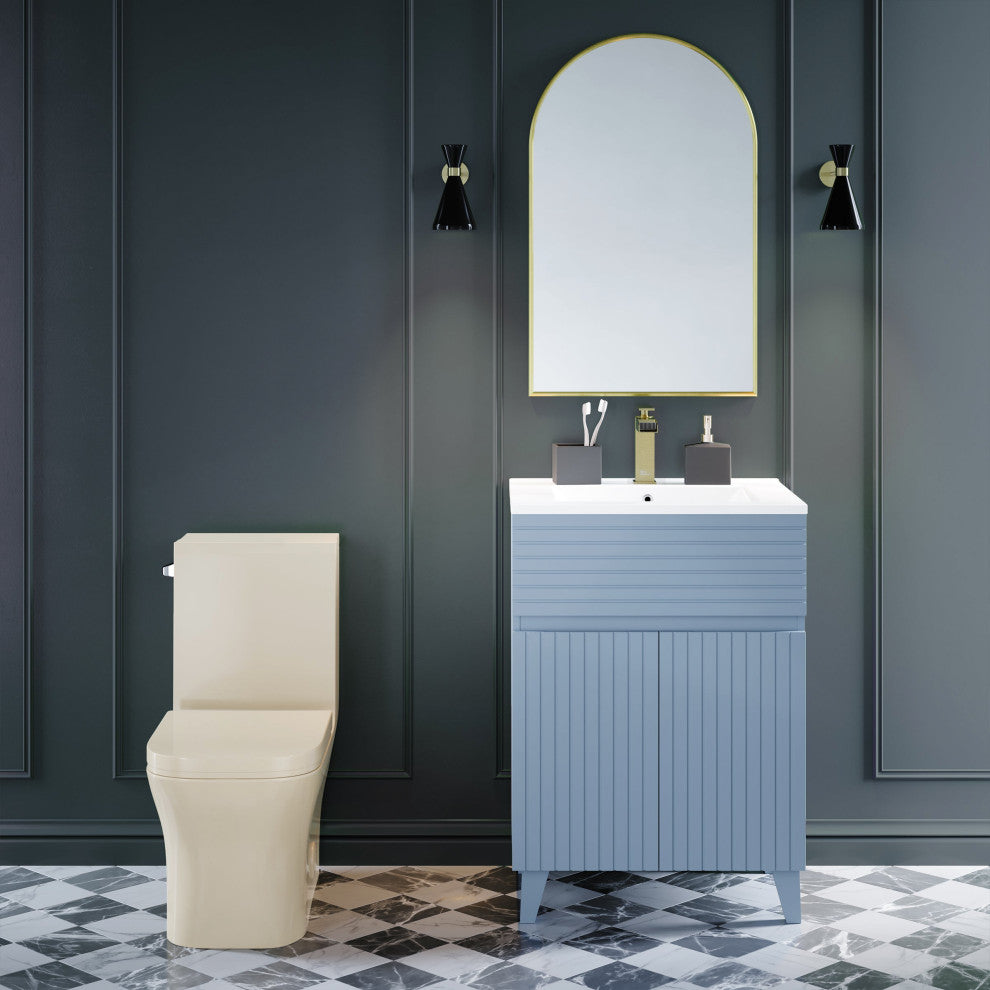 Concorde One Piece Square Left Side Flush Handle Toilet 1.28 gpf in Bisque