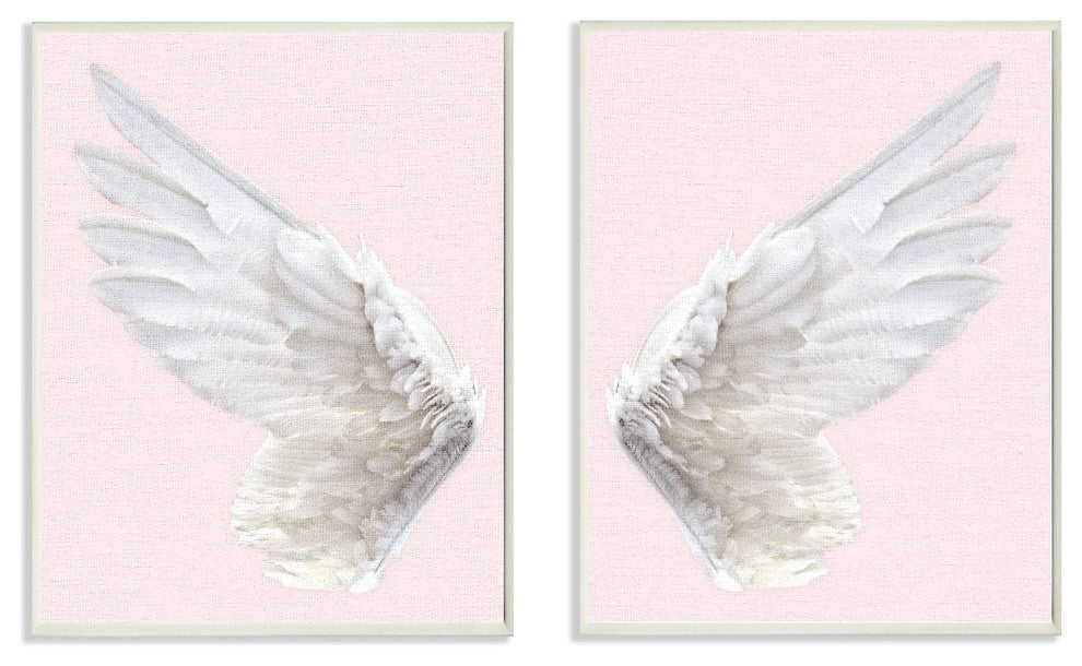 Stupell Ind. Pink Wings 2pc Wall Plaque Art Set, 2pc, each 10x15