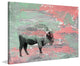 "Green Paint Buffalo" Painting Print on Wrapped Canvas, 24"x16"