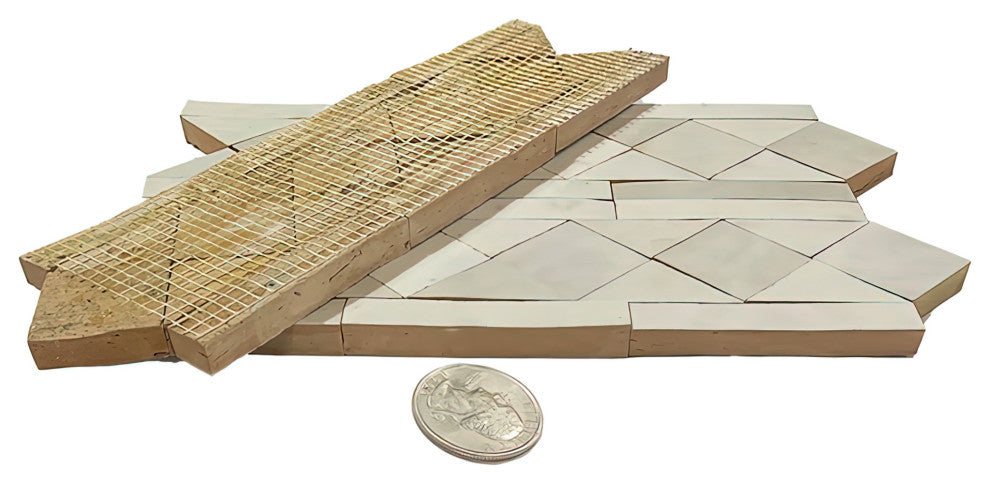 Contemporary Zellige Border, 12"x3 3/4"x1/2", Off-White Piece