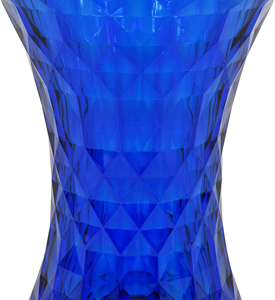 LeisureMod Modern Plastic Clio Side Table, Transparent Blue