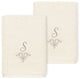 Linum Home Turkish Cotton Monica 2-Piece Embellished Washcloth Set, Cream