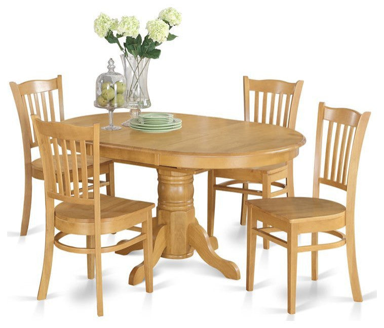 East West Furniture Avon 5-piece Wood Dining Table and Chair Set in Oak