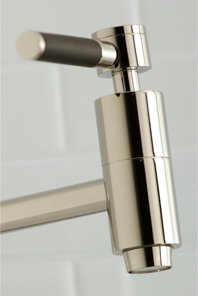 Kingston Brass Wall Mount Pot Filler Kitchen Faucet, Polished Nickel