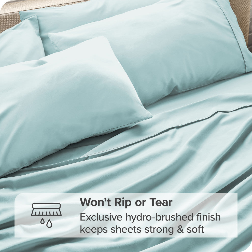 Bare Home 6-Piece Microfiber Sheet Set, Light Blue, Queen