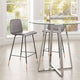 Counter Stool Chair, Steel Metal, Fabric, Gray, Black, Gold, Mid Century