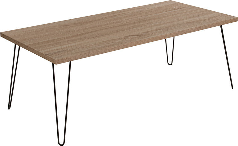Sonoma Oak Wood Grain Finish Coffee Table With Black Metal Legs