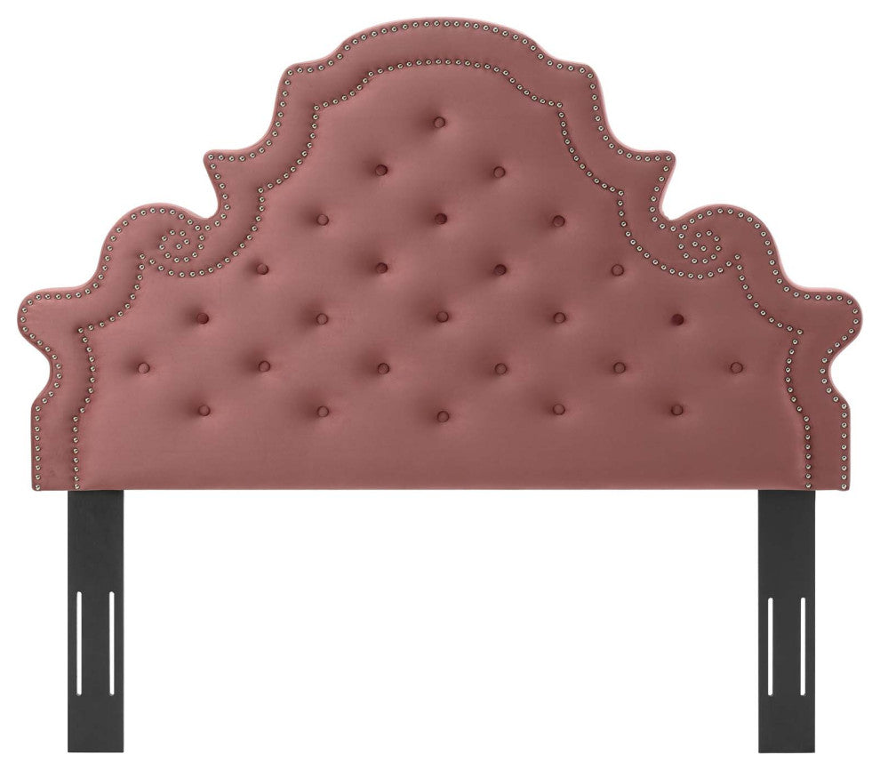 Tufted Headboard, Twin Size, Velvet, Pink, Modern Contemporary, Bedroom Master