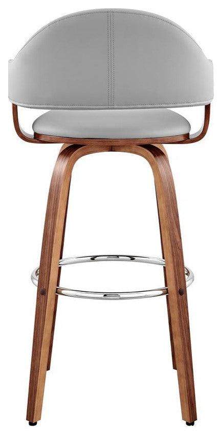 Daxton 30" Gray Faux Leather and Walnut Wood Bar Stool