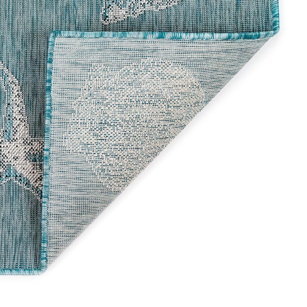 Carmel Shells Indoor/Outdoor Rug, Aqua, 1'11"x7'6" Runner