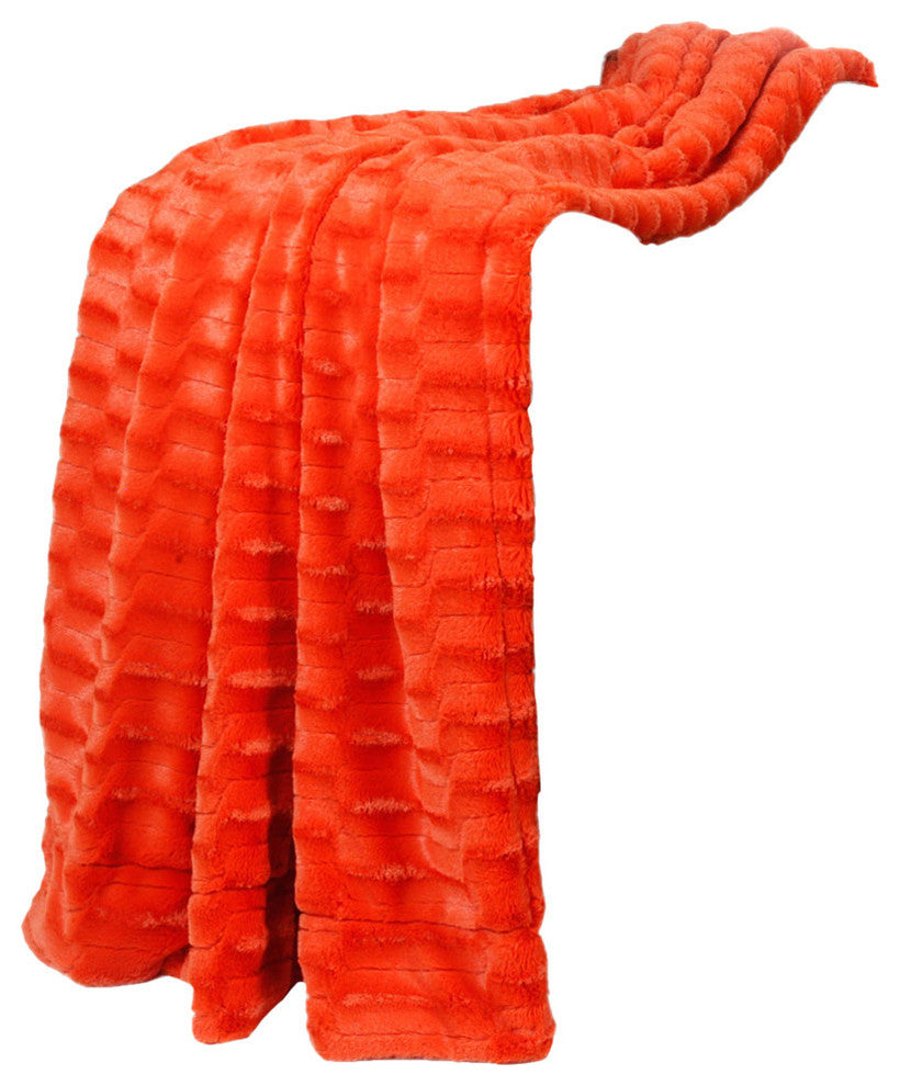 Saga Double Sided Faux Fur Throw, Burnt Orange
