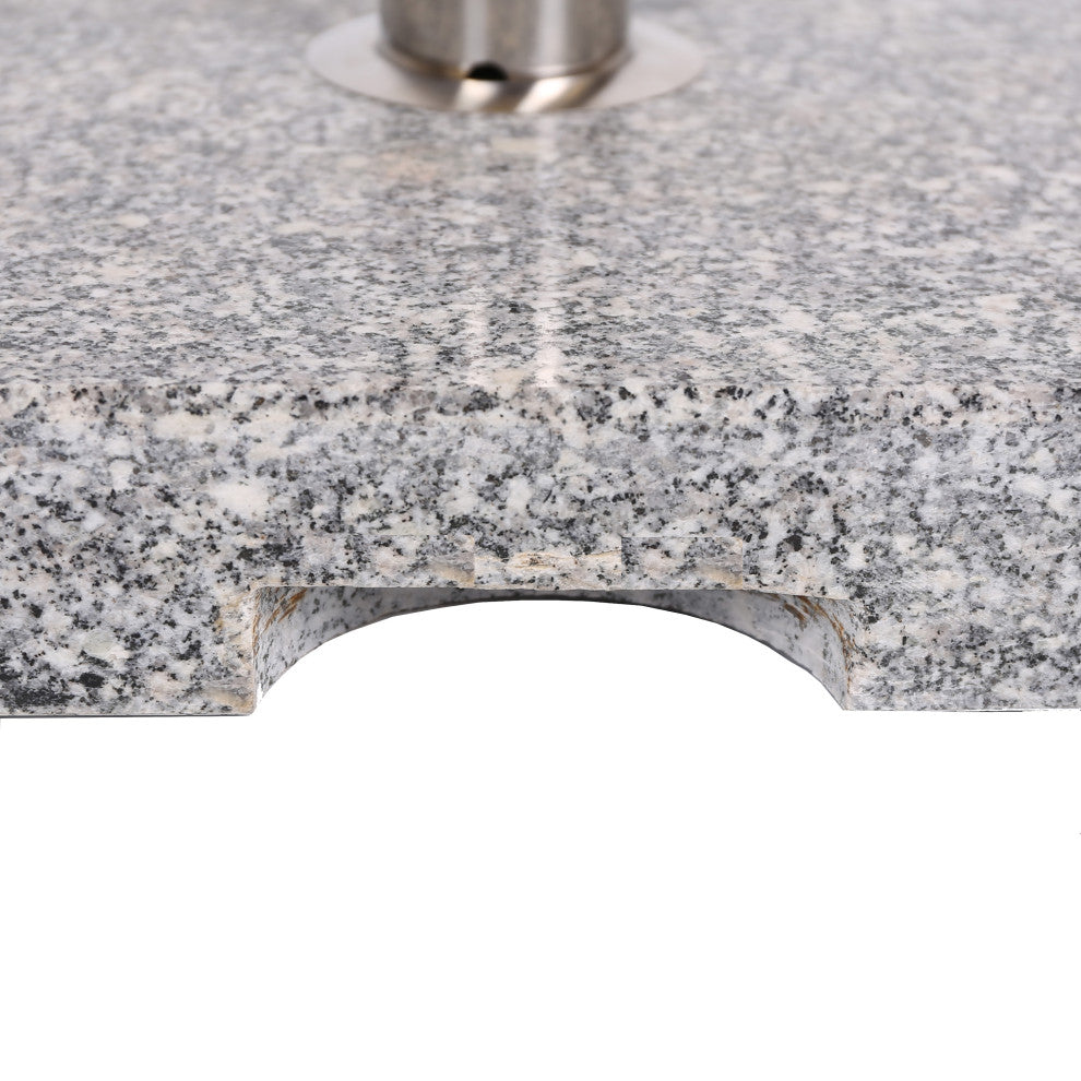 Howard Outdoor Square Granite Umbrella Holder, Gray and Silver