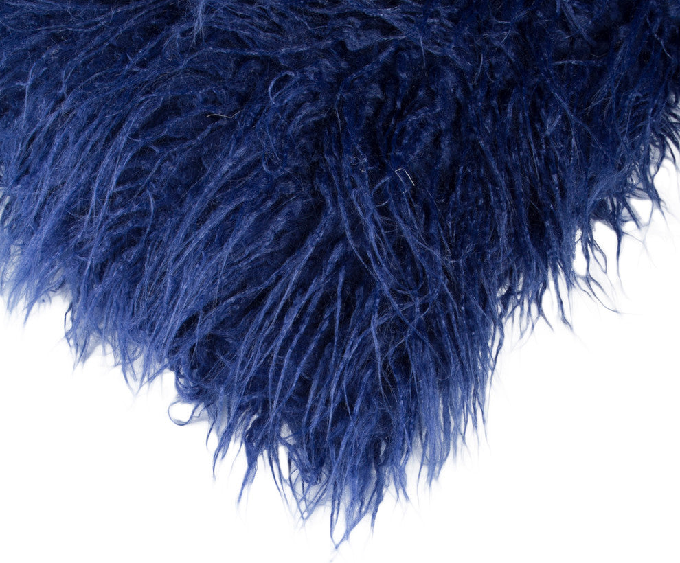 Frisco Mongolian Sheepskin Faux Fur Pillows, Set of 2, Ink, 12"x20"