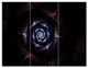 Blue Fractal Flower with Purple Flame, Floral Canvas Art Print, 36x28, 3 Panels