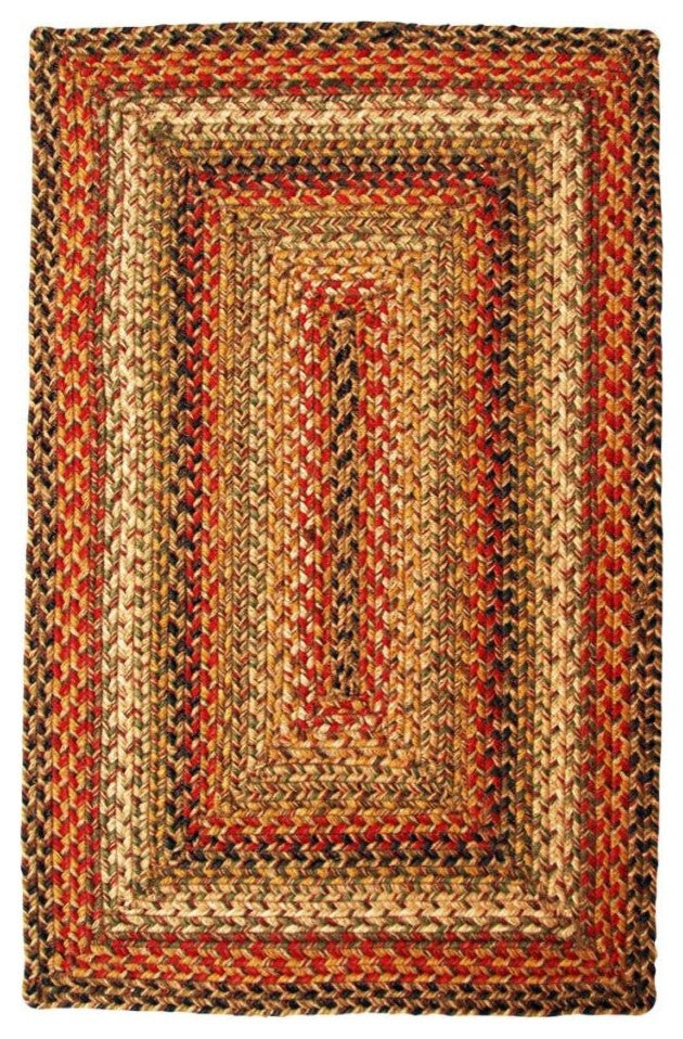 Homespice Decor Kingston Country Primitive Jute Braided Rug, Beige, Red, Black,