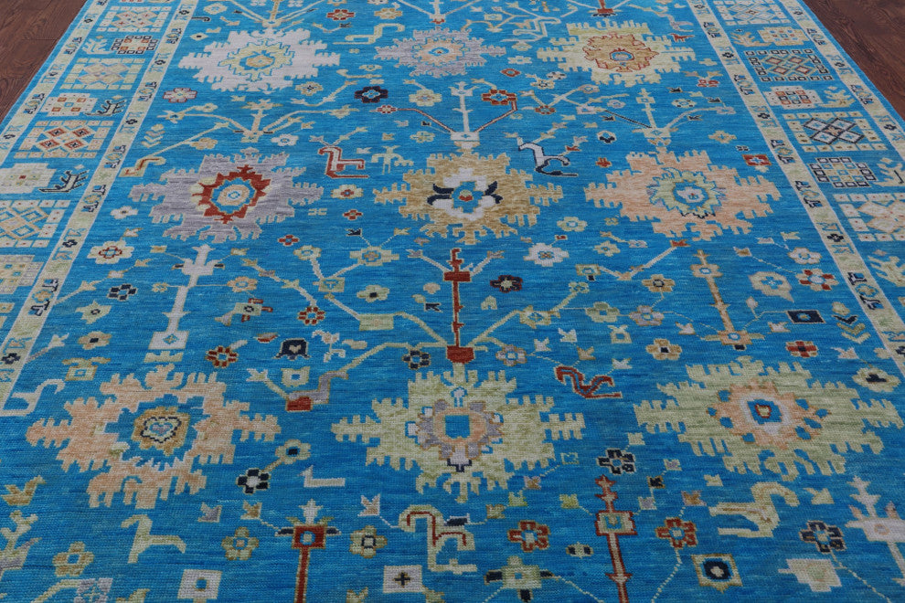 Hand Knotted Turkish Oushak Wool Rug 9' 2" X 11' 9" - Q15647