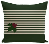 Holly Stripe, Decorative Holiday Stripe Print Pillow, Dark Green, 20"x20"