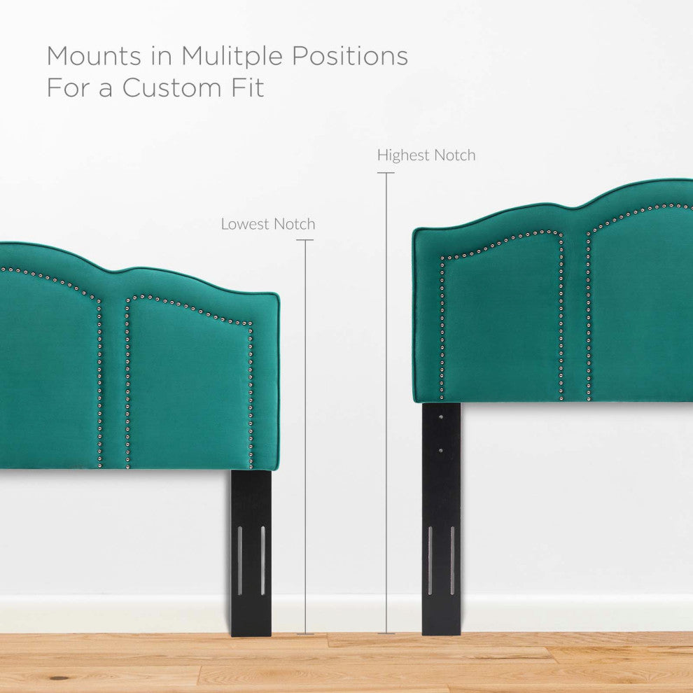 Headboard, Twin Size, Velvet, Teal Blue, Modern Contemporary, Bedroom Master