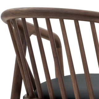 Echo, Walnut Wood/Black Faux Leather, Bar Stool, 30", Single