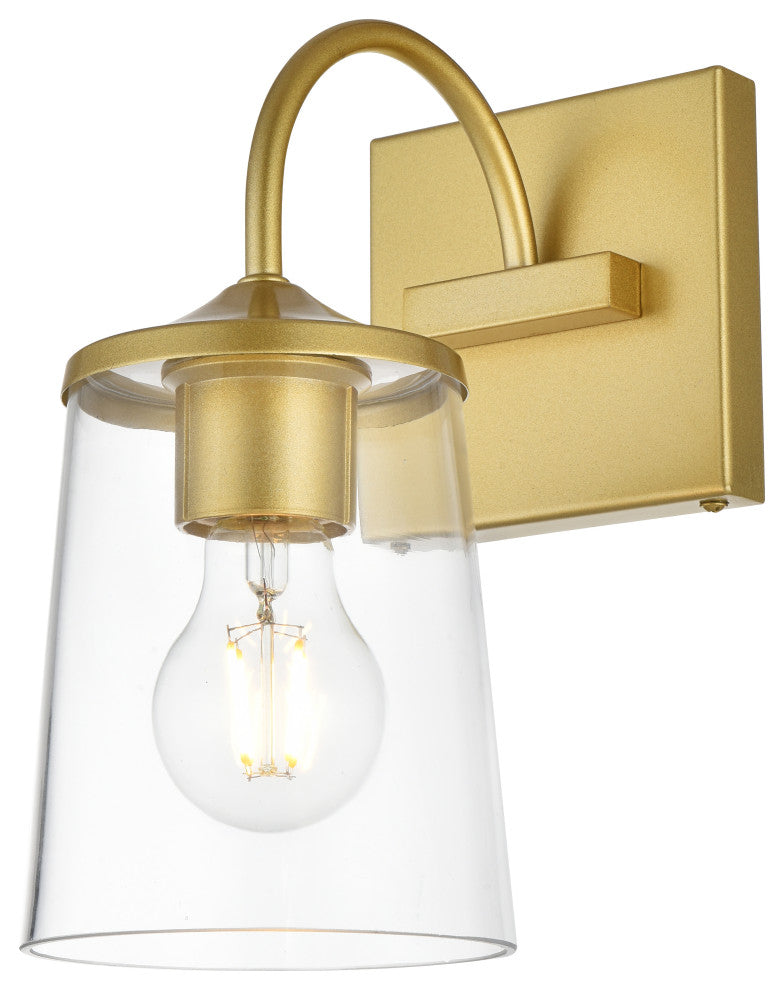 1 Light Brass And Clear Bath Sconce